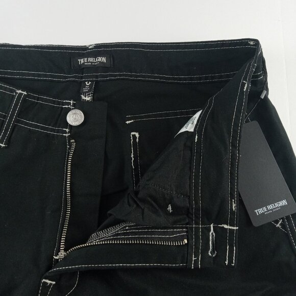 True Religion Cargo Pants Men's Size 34 Jet Black Relaxed Fit Flap Pockets - Picture 7 of 9